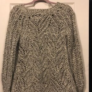 The Loft, gray sweater, chunky knitting, Medium.